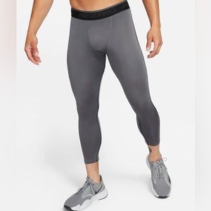 Gray Nike Pro Dri-Fit tight men’s leggings workout active body builder pants